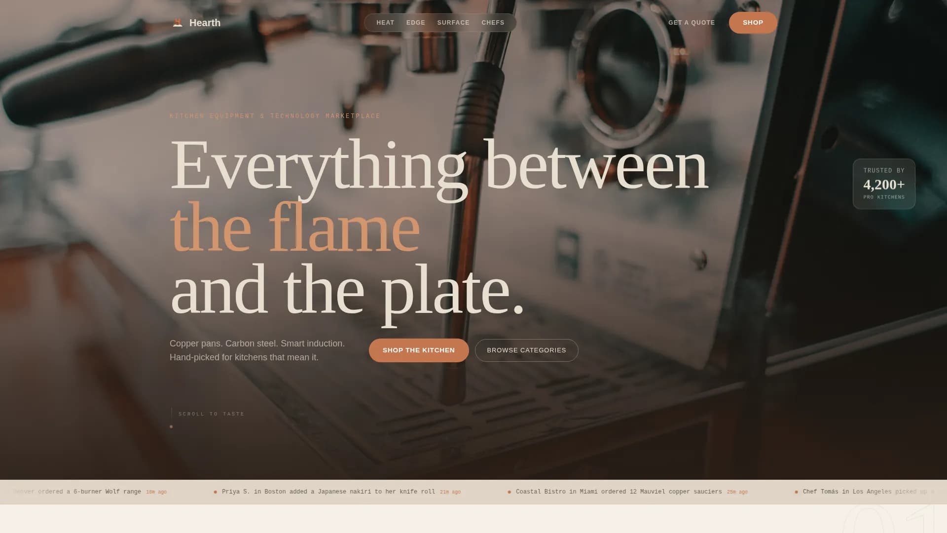Forge — Kitchen Equipment Marketplace Landing Page Template