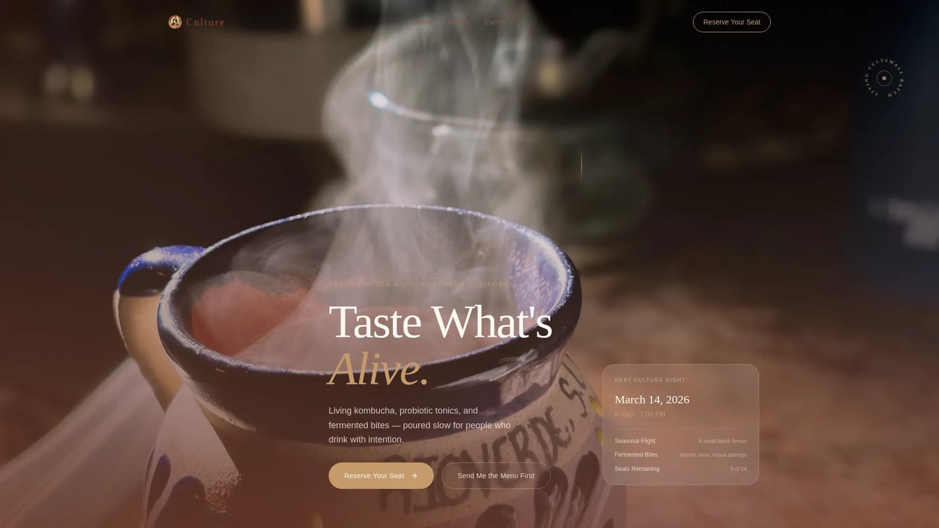Culture — Kombucha Probiotic Bar Landing Page Template