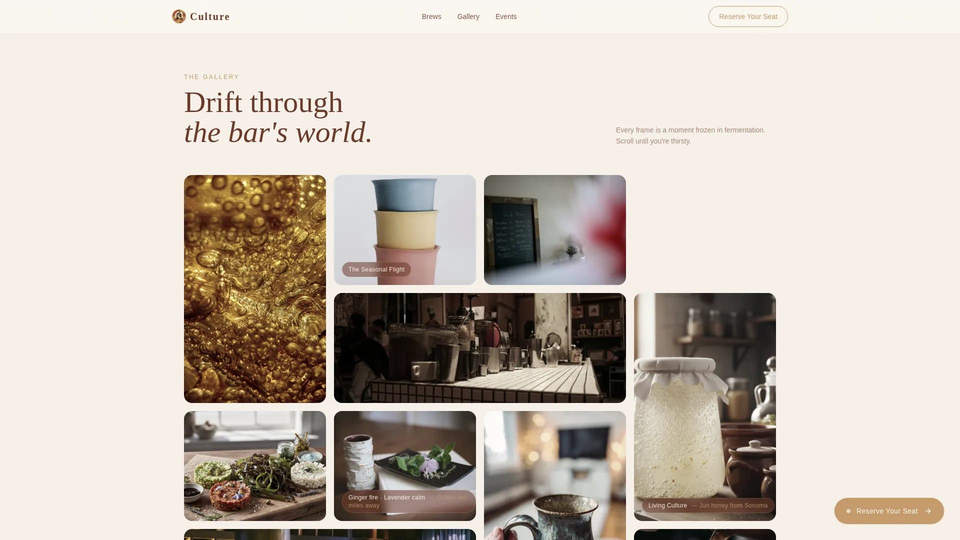 Culture — Kombucha Probiotic Bar Landing Page Template