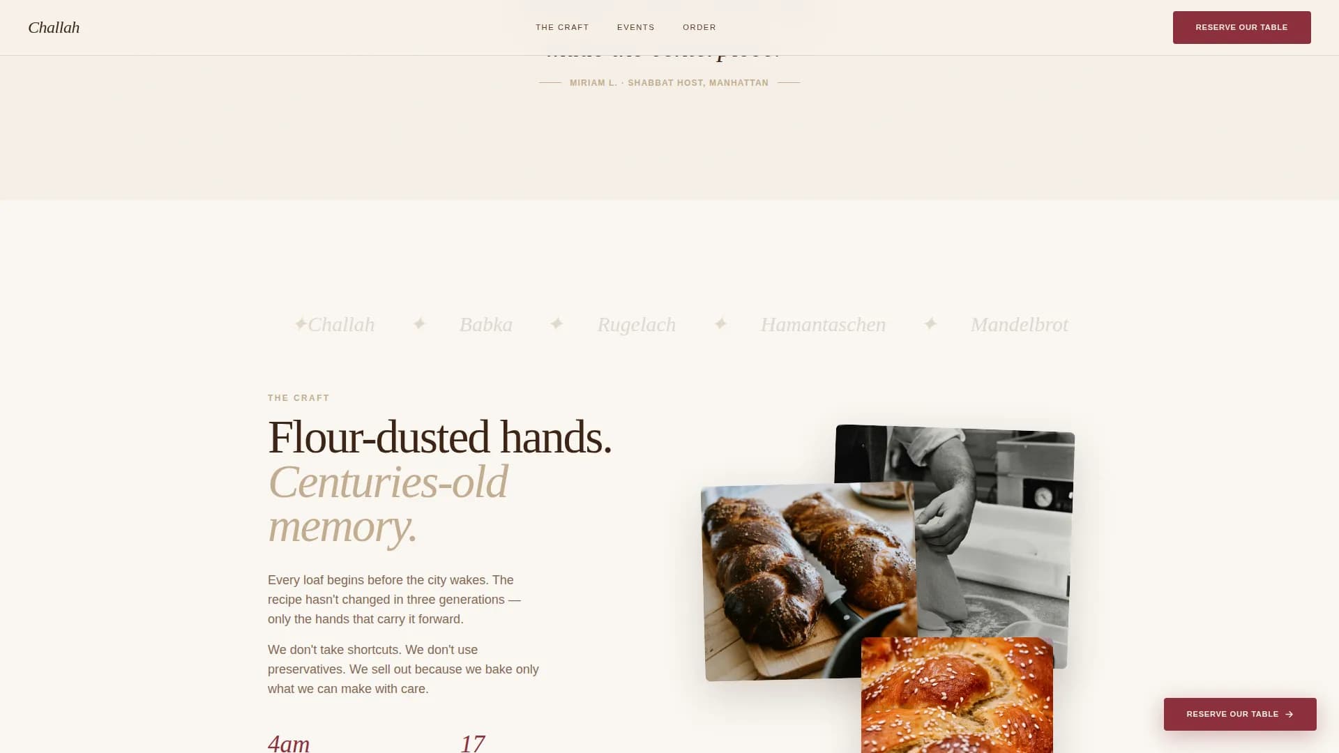 Challah - Artisan Kosher Bakery Landing Page Template
