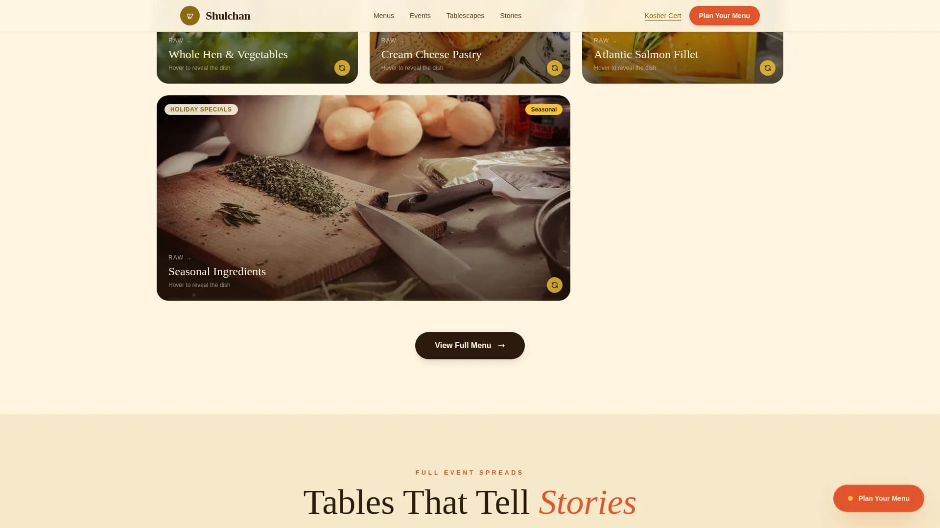 Kosher Food & Dining Booking Website Template