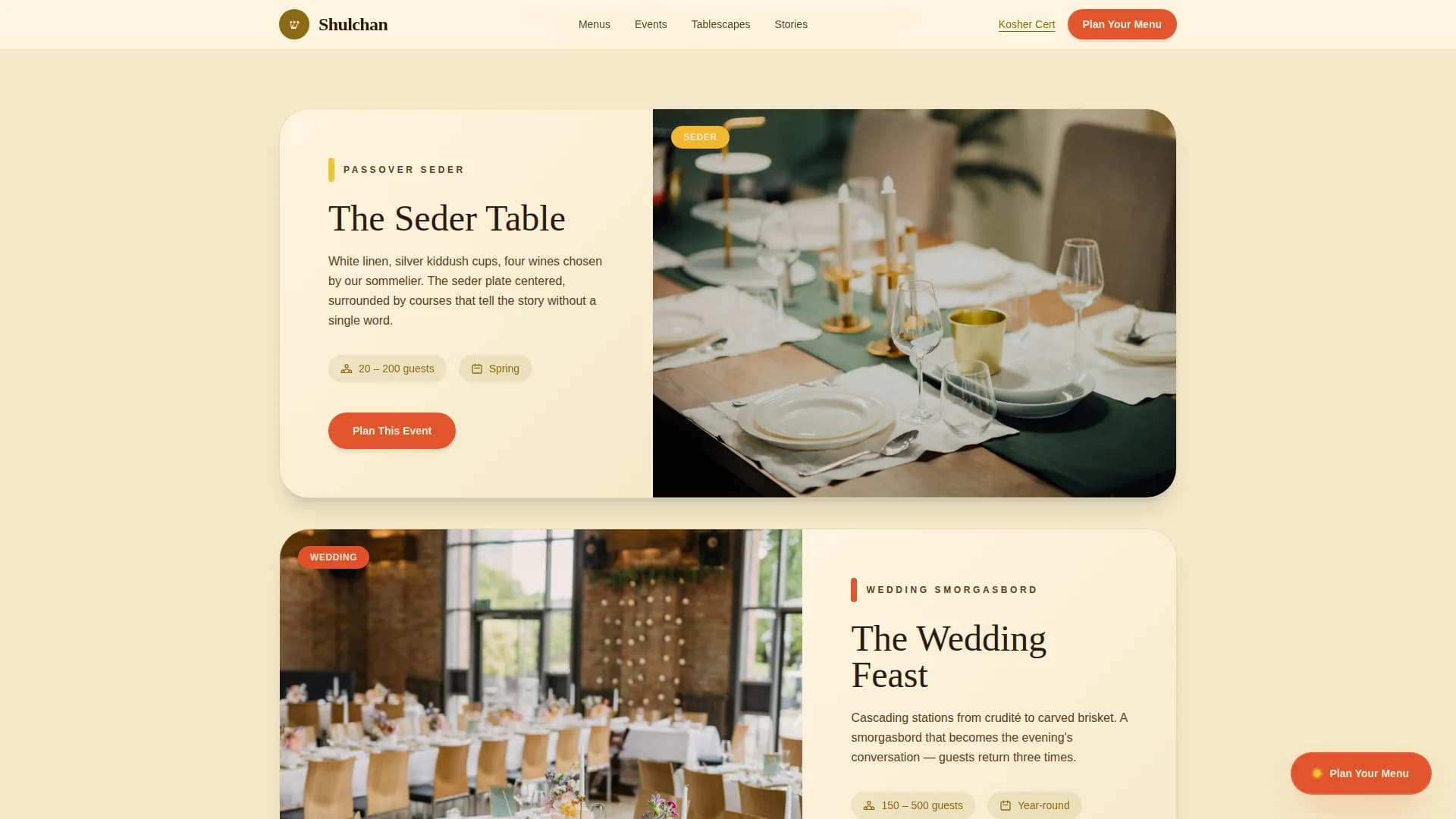 Kosher Food & Dining Booking Website Template