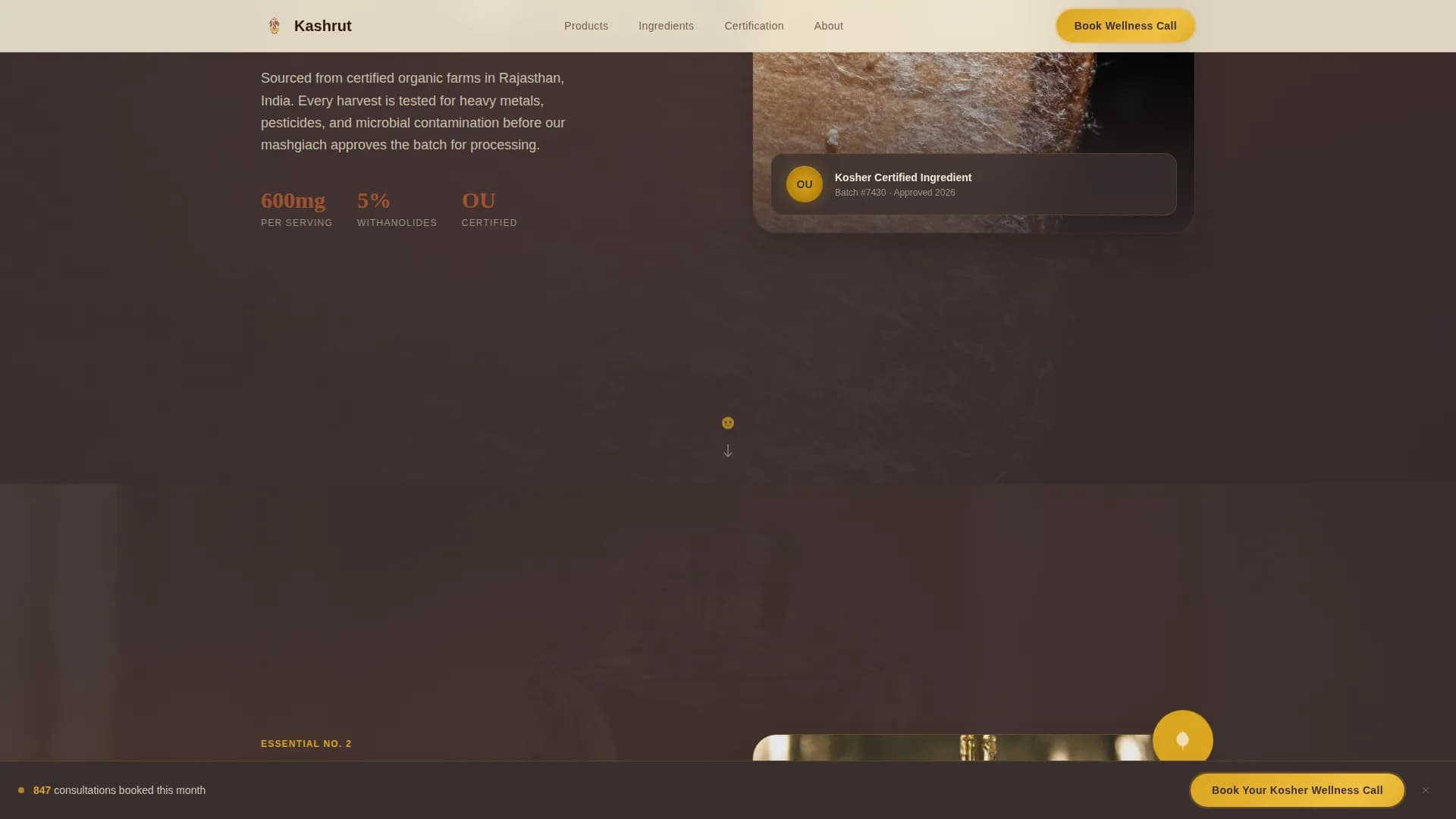 Kashrut — Certified Kosher Wellness Landing Page Template
