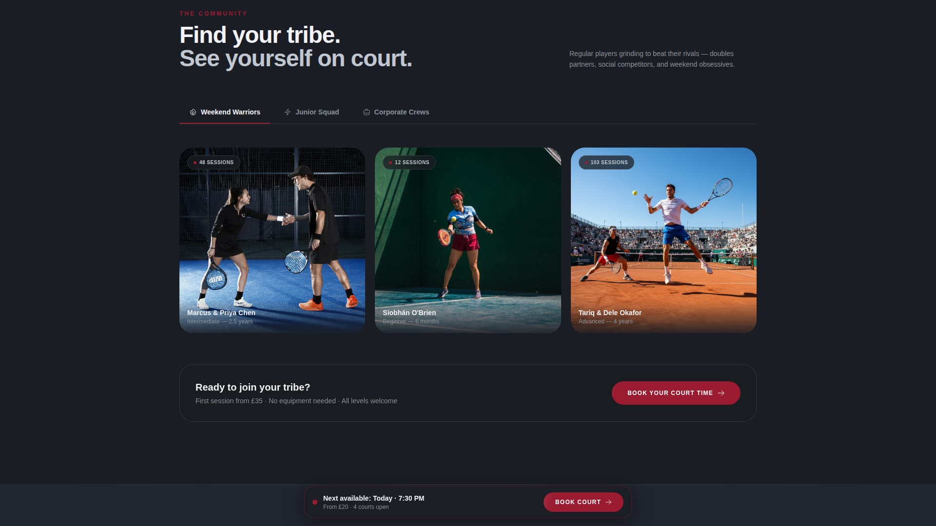 Padel Tennis Booking Website Template