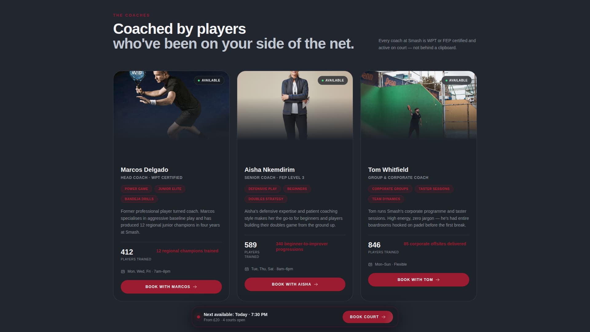 Padel Tennis Booking Website Template