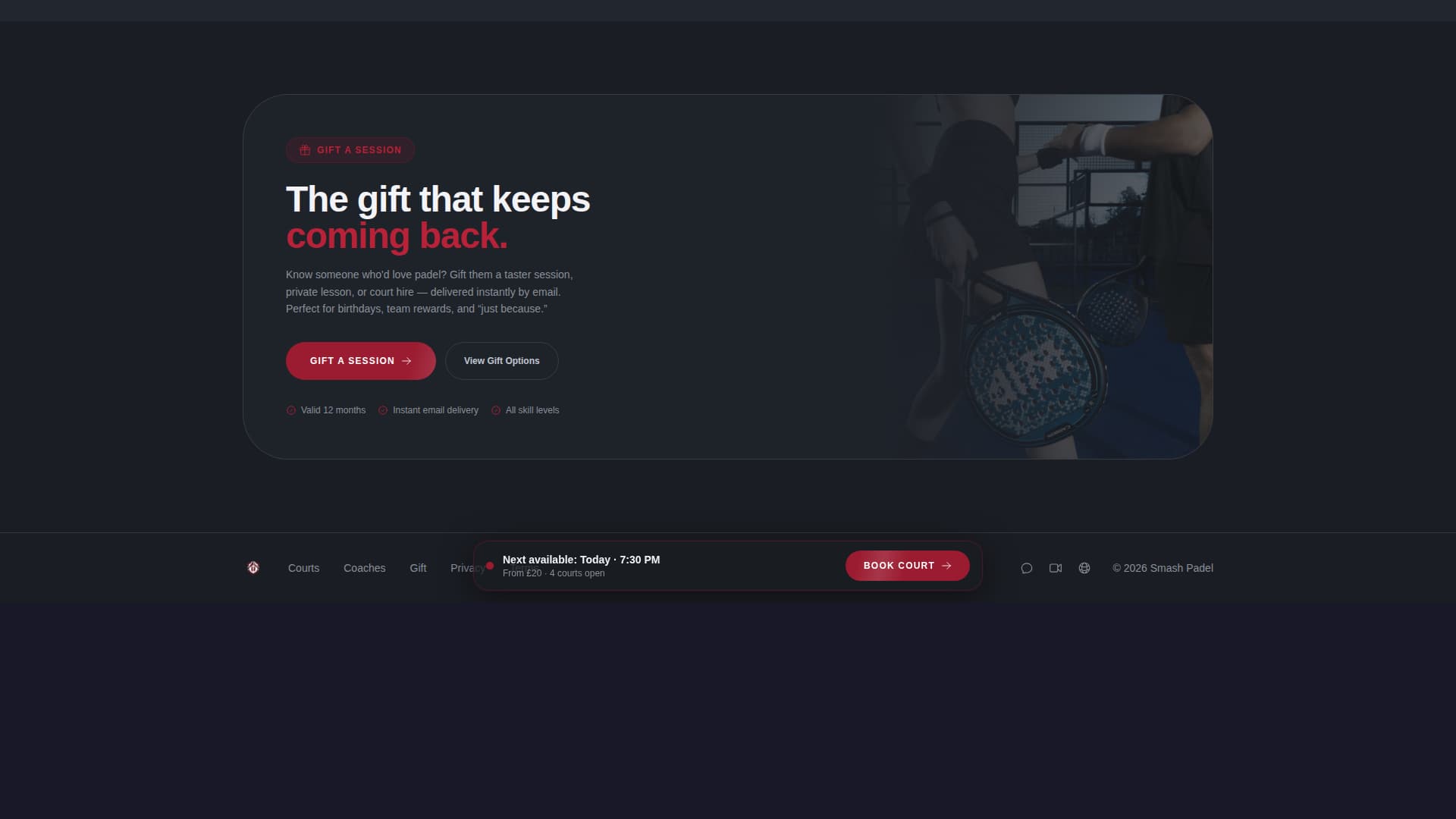 Padel Tennis Booking Website Template