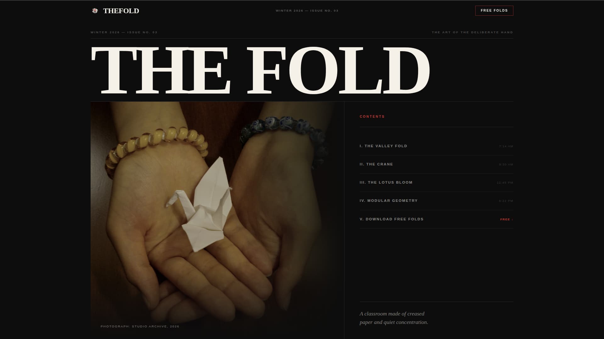 Fold - Cinematic Origami Landing Page Template