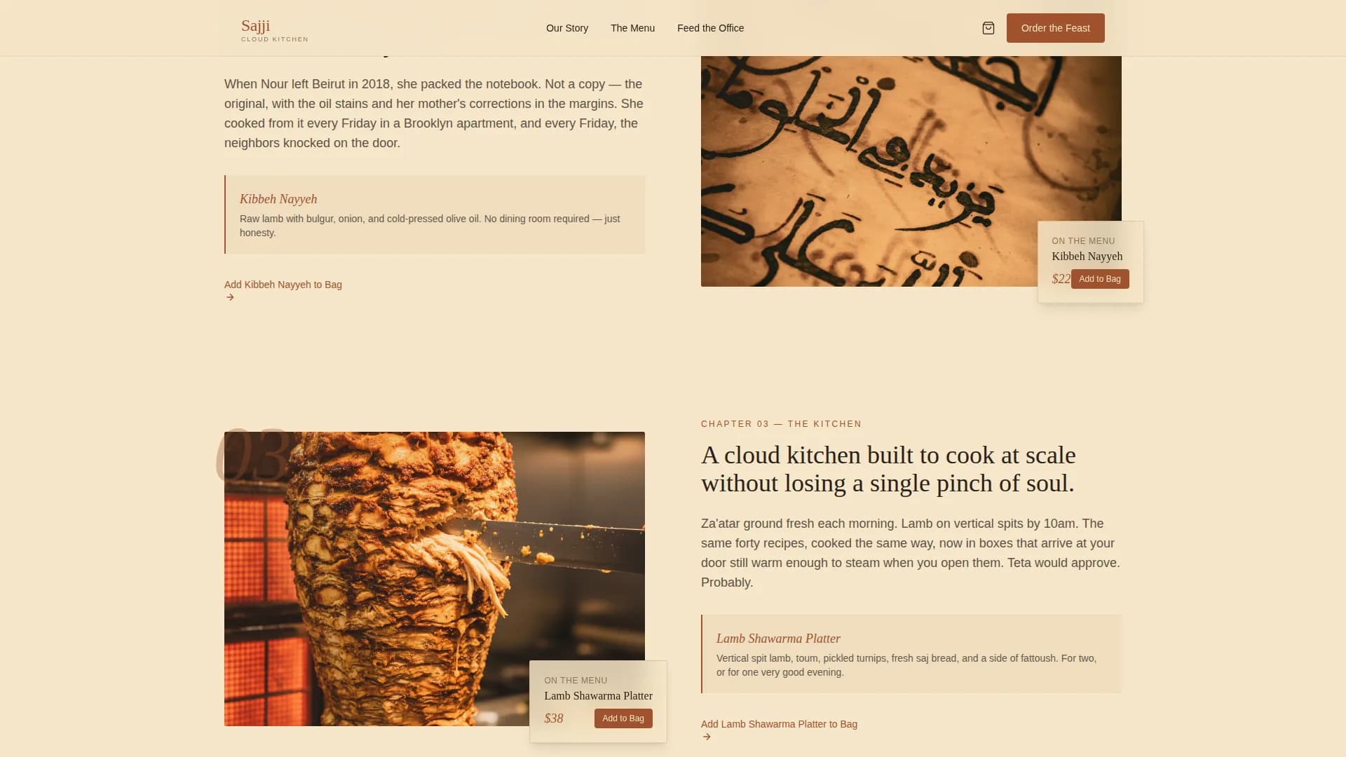 Middle Eastern Cuisine & Dining Virtual Booking Website Template
