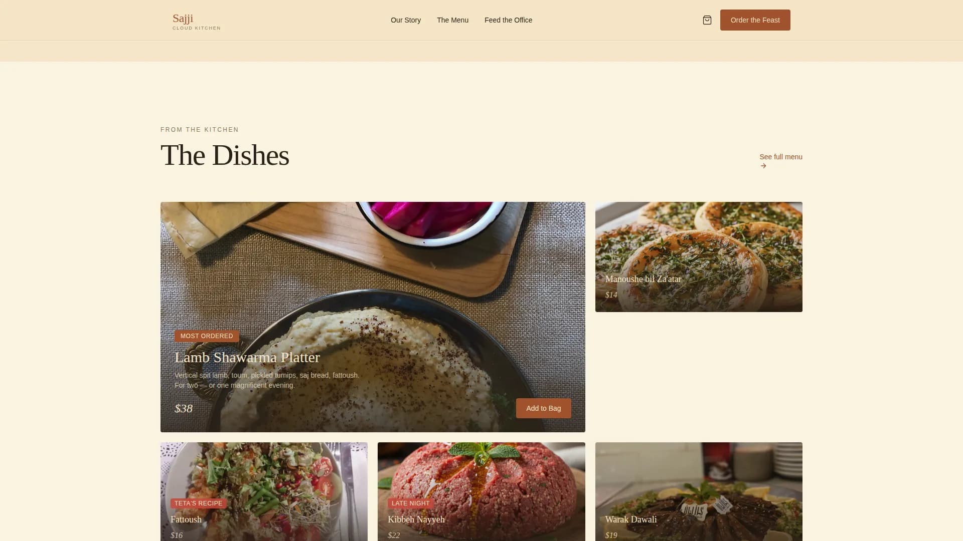 Middle Eastern Cuisine & Dining Virtual Booking Website Template