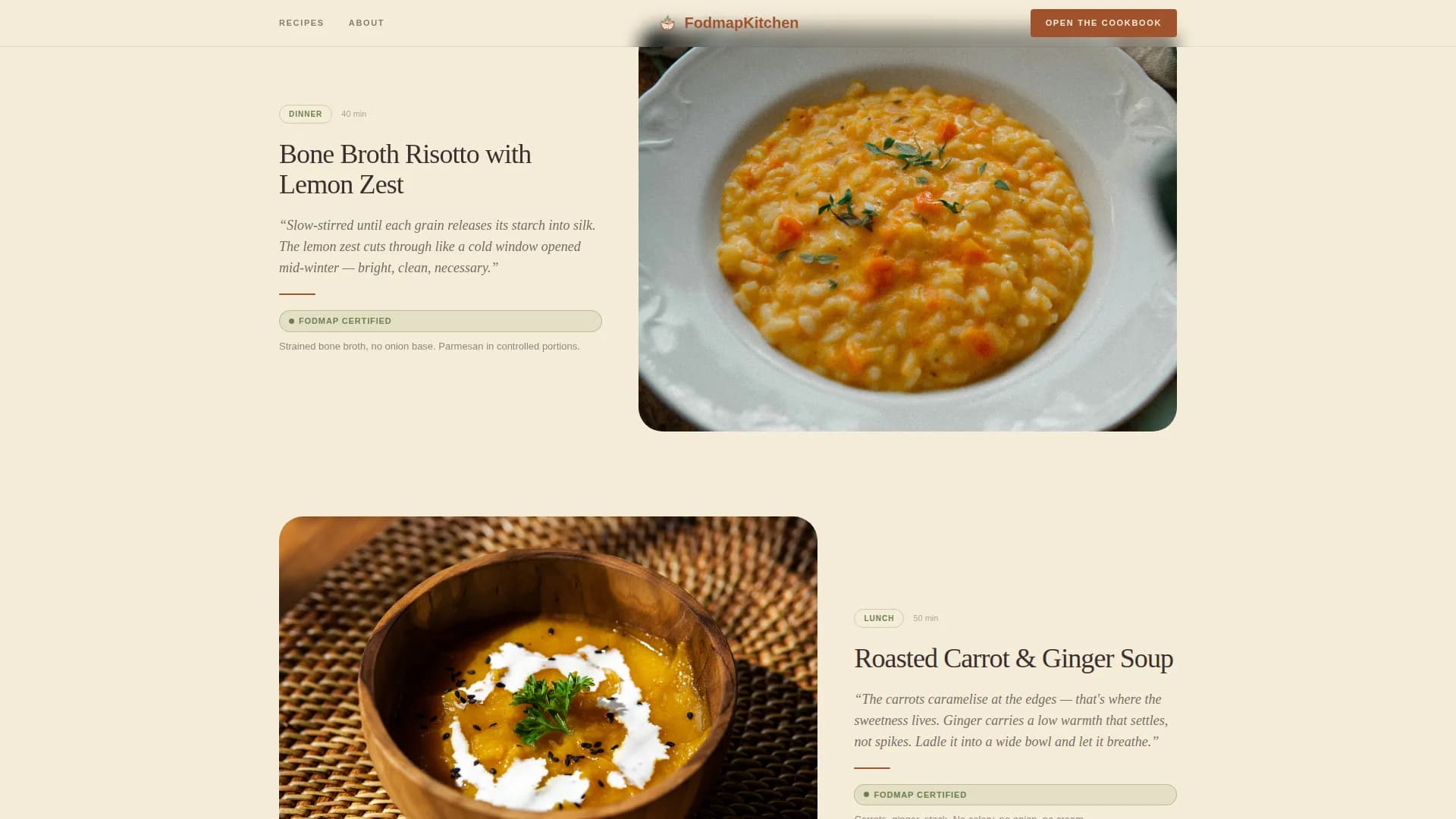 Harvest — Heirloom Gut Cookbook Landing Page Template