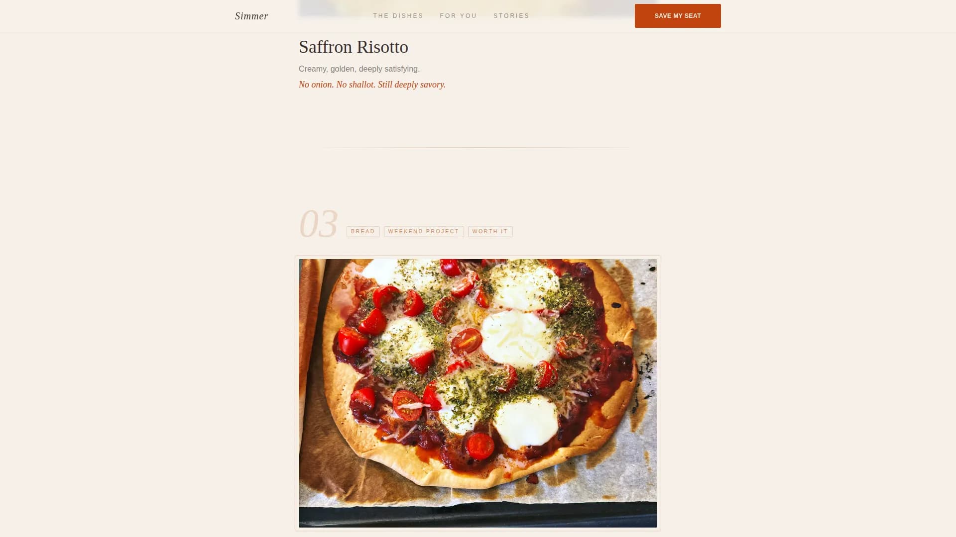 Simmer — Gut-Friendly Low-FODMAP Cooking Class Landing Page Template