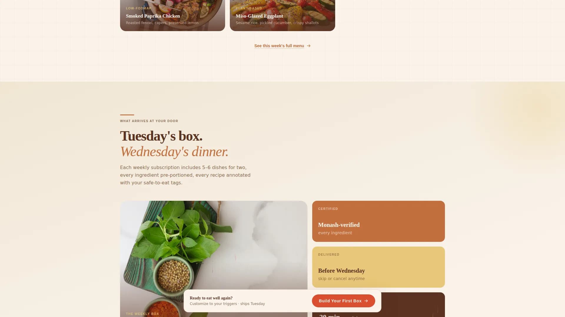 Craft — Artisanal FODMAP Meals Landing Page Template