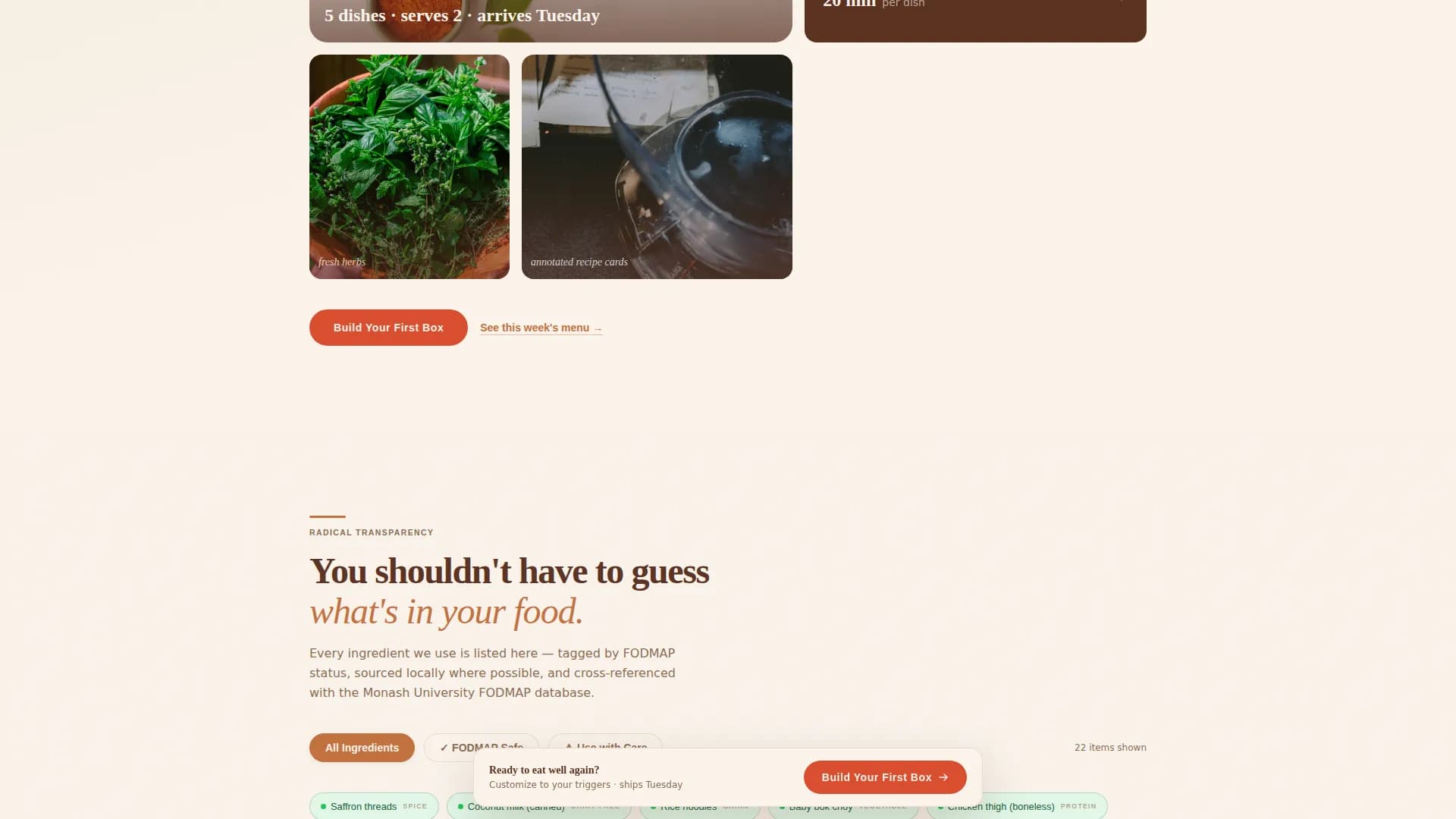 Craft — Artisanal FODMAP Meals Landing Page Template