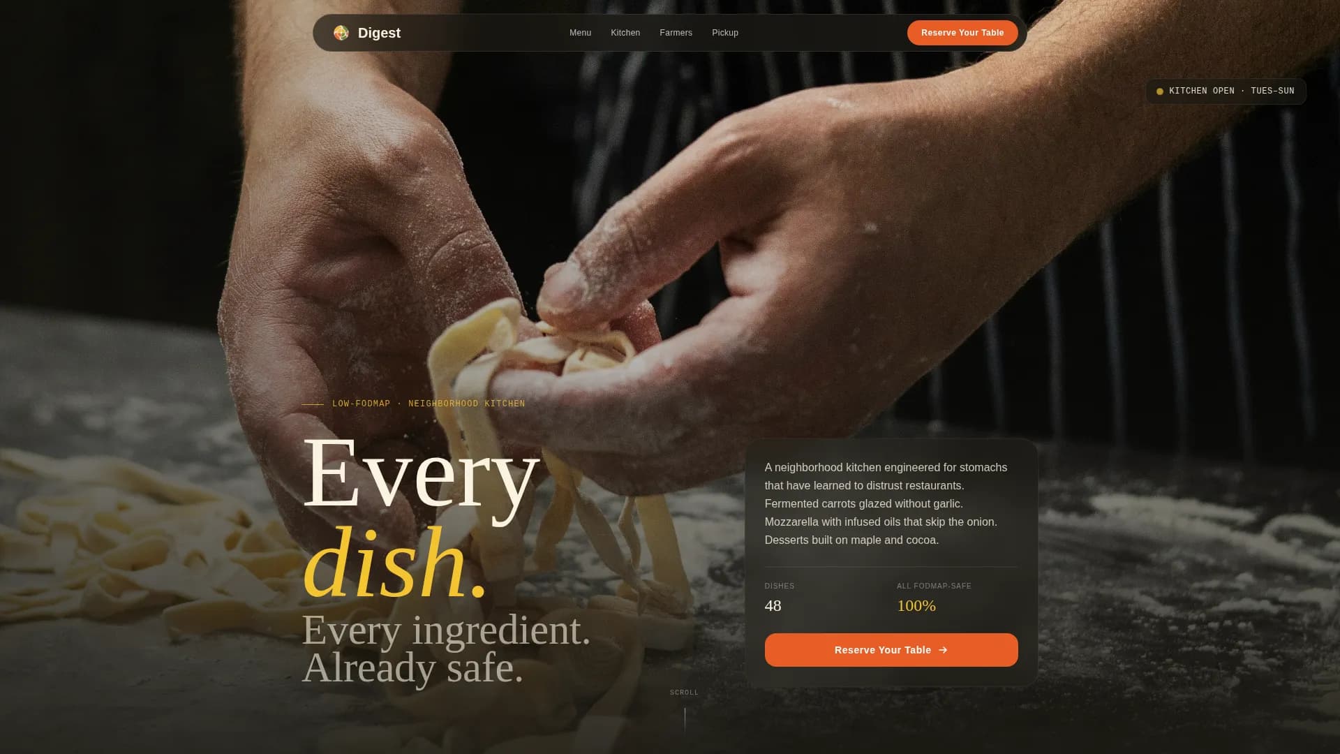 Table — Conscious Allergen-Free Dining Landing Page Template