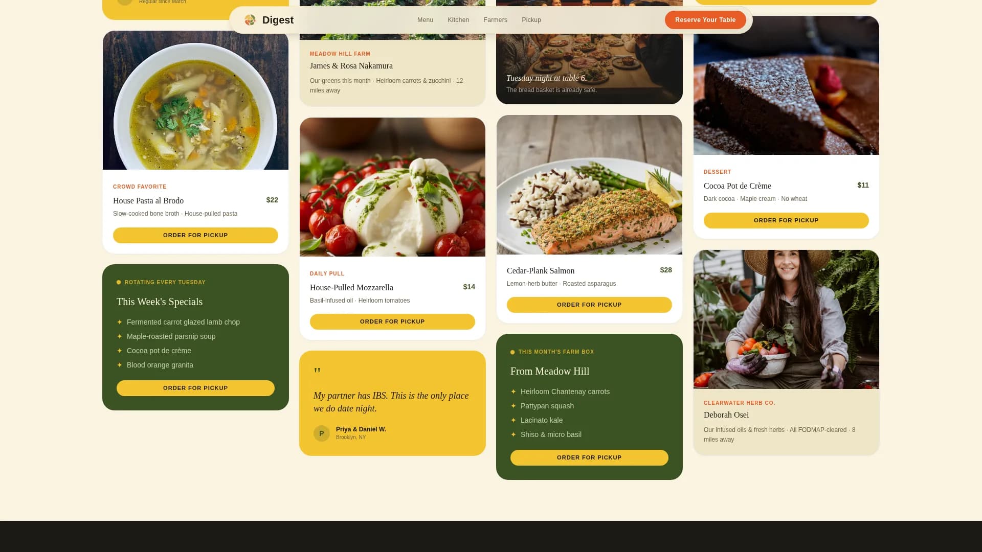 Table — Conscious Allergen-Free Dining Landing Page Template