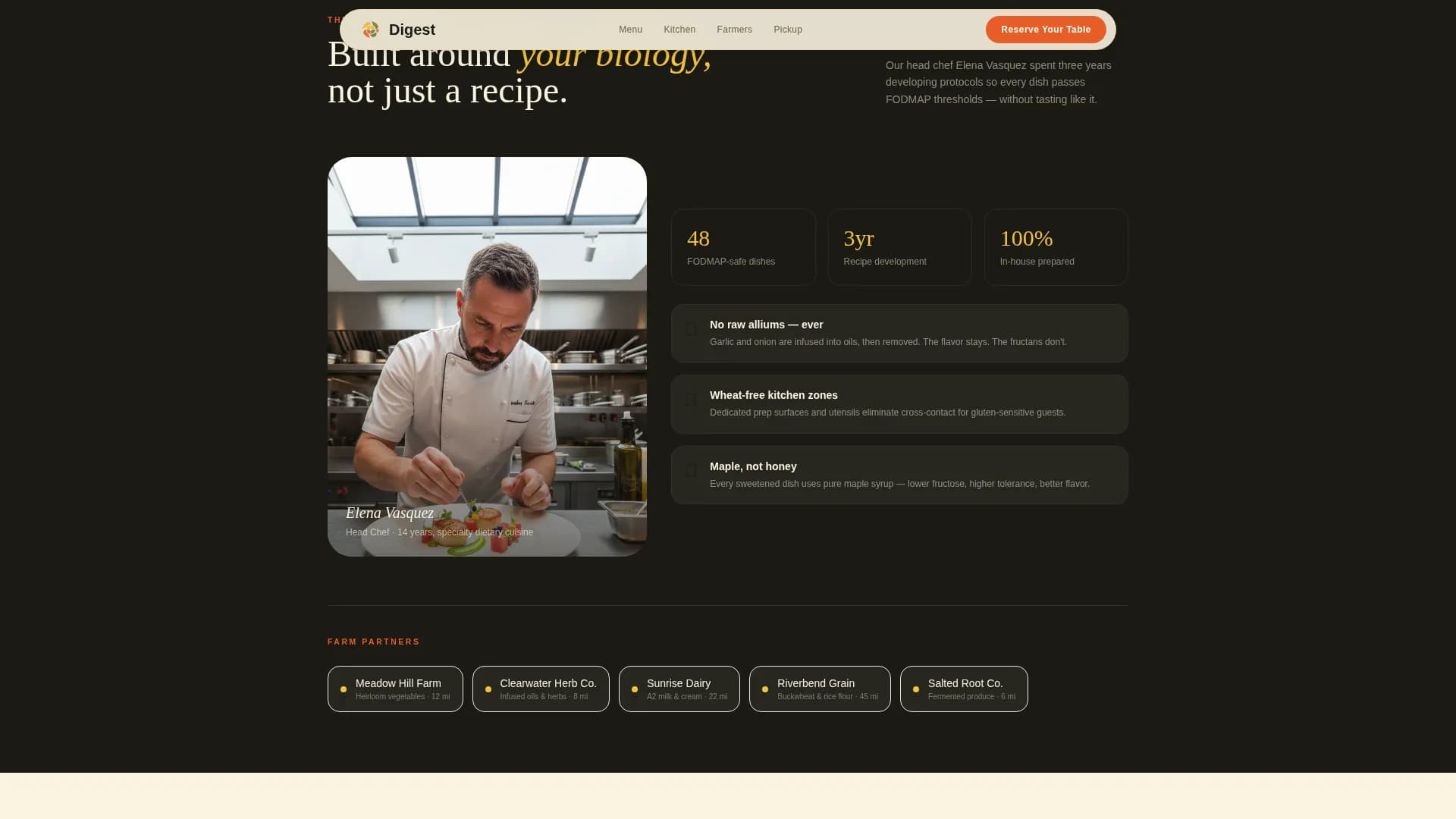 Table — Conscious Allergen-Free Dining Landing Page Template