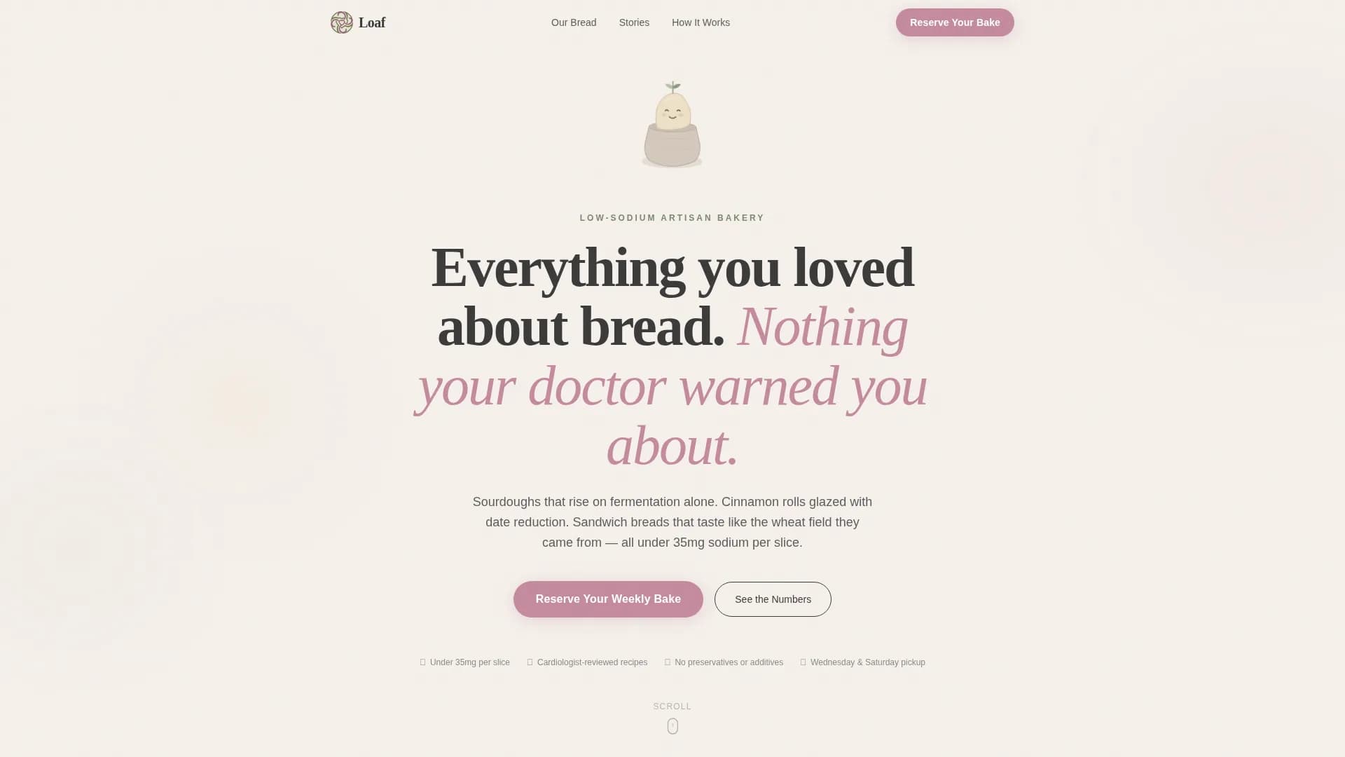 Rise — Artisan Sodium-Free Bakery Landing Page Template