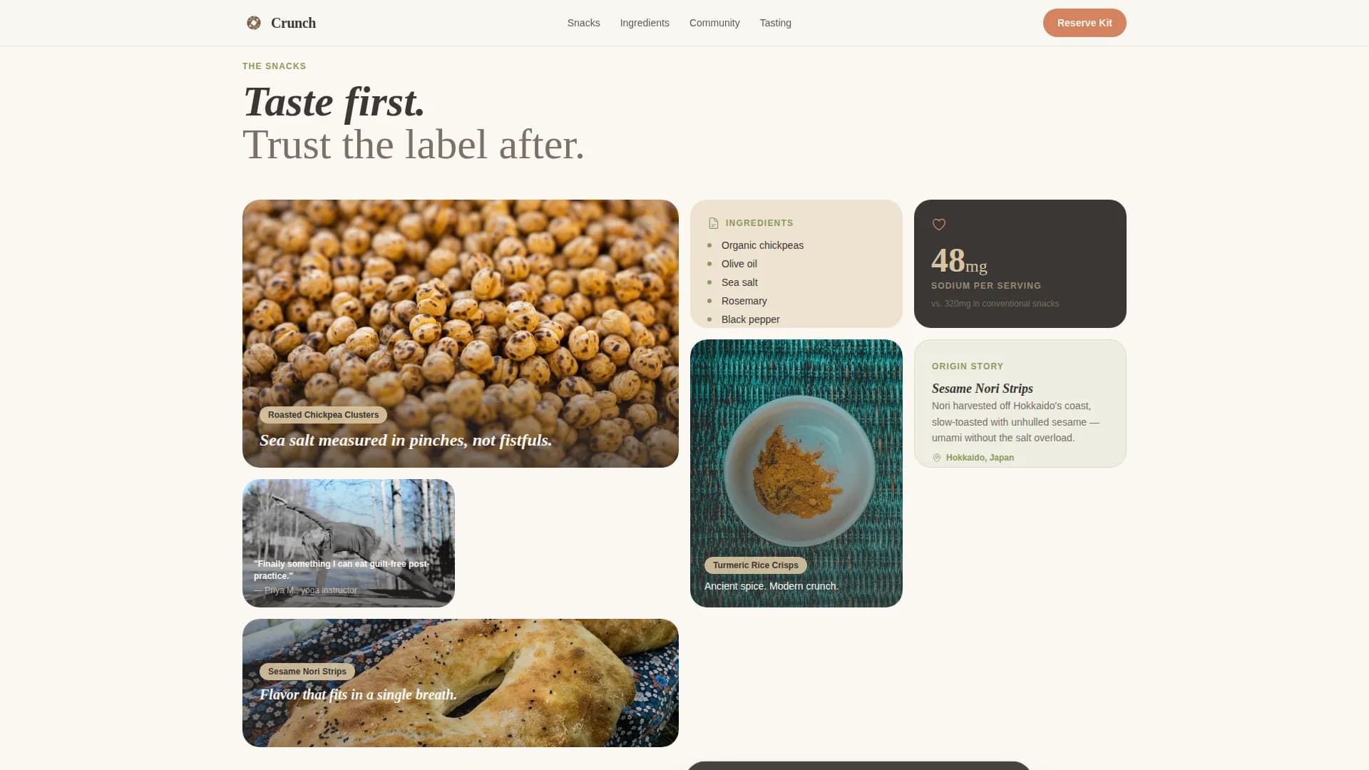 Munch — Gourmet Cardiac Snacks Landing Page Template