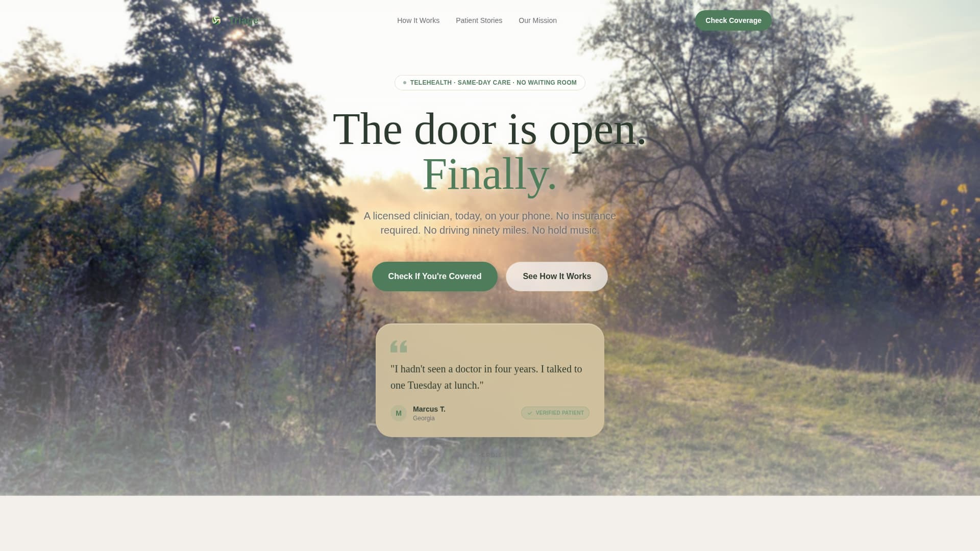 Triage - Compassionate Telehealth Landing Page Template