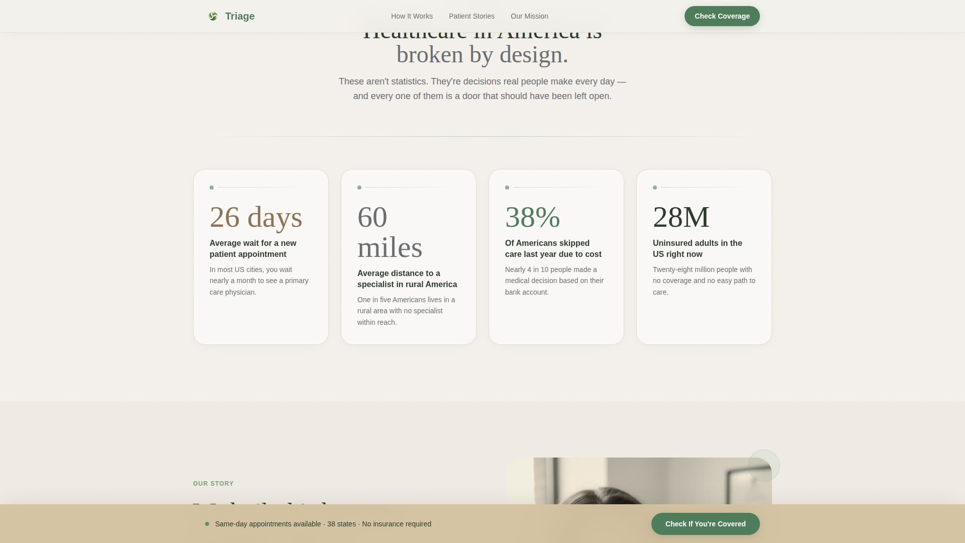 Triage - Compassionate Telehealth Landing Page Template
