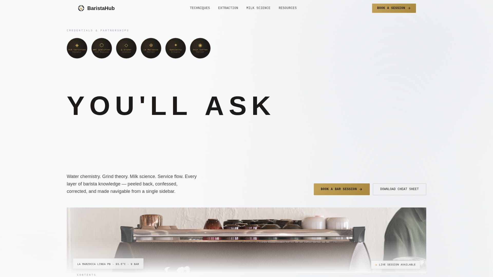 Barista Booking Website Template
