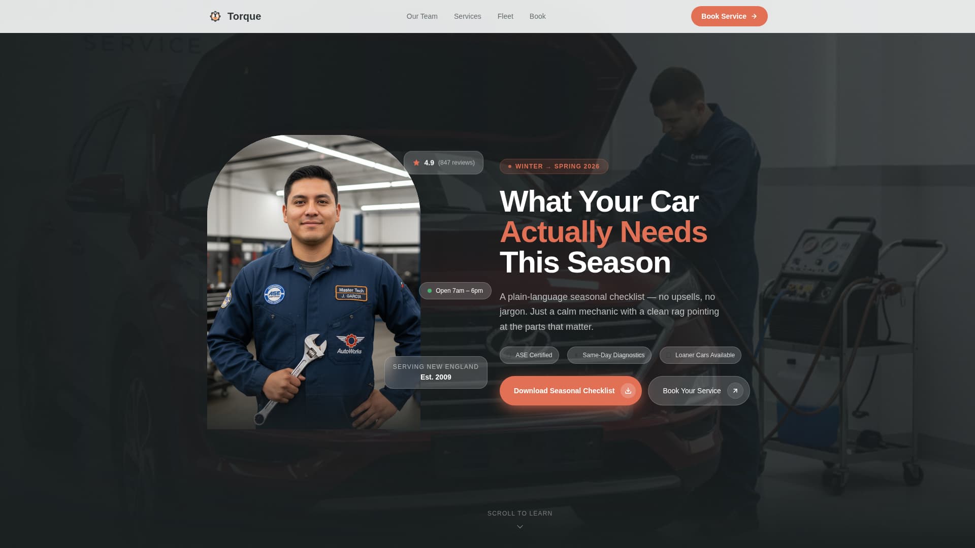 Apex — Certified Vehicle Maintenance Landing Page Template