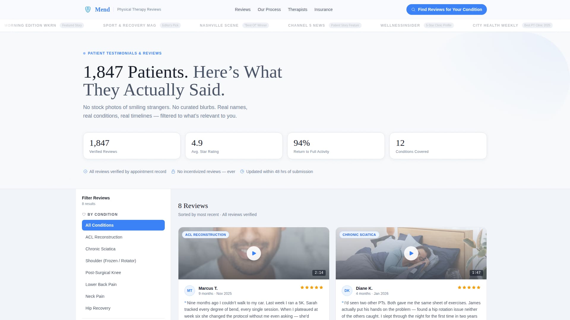 Restore — Certified Physical Therapy Landing Page Template