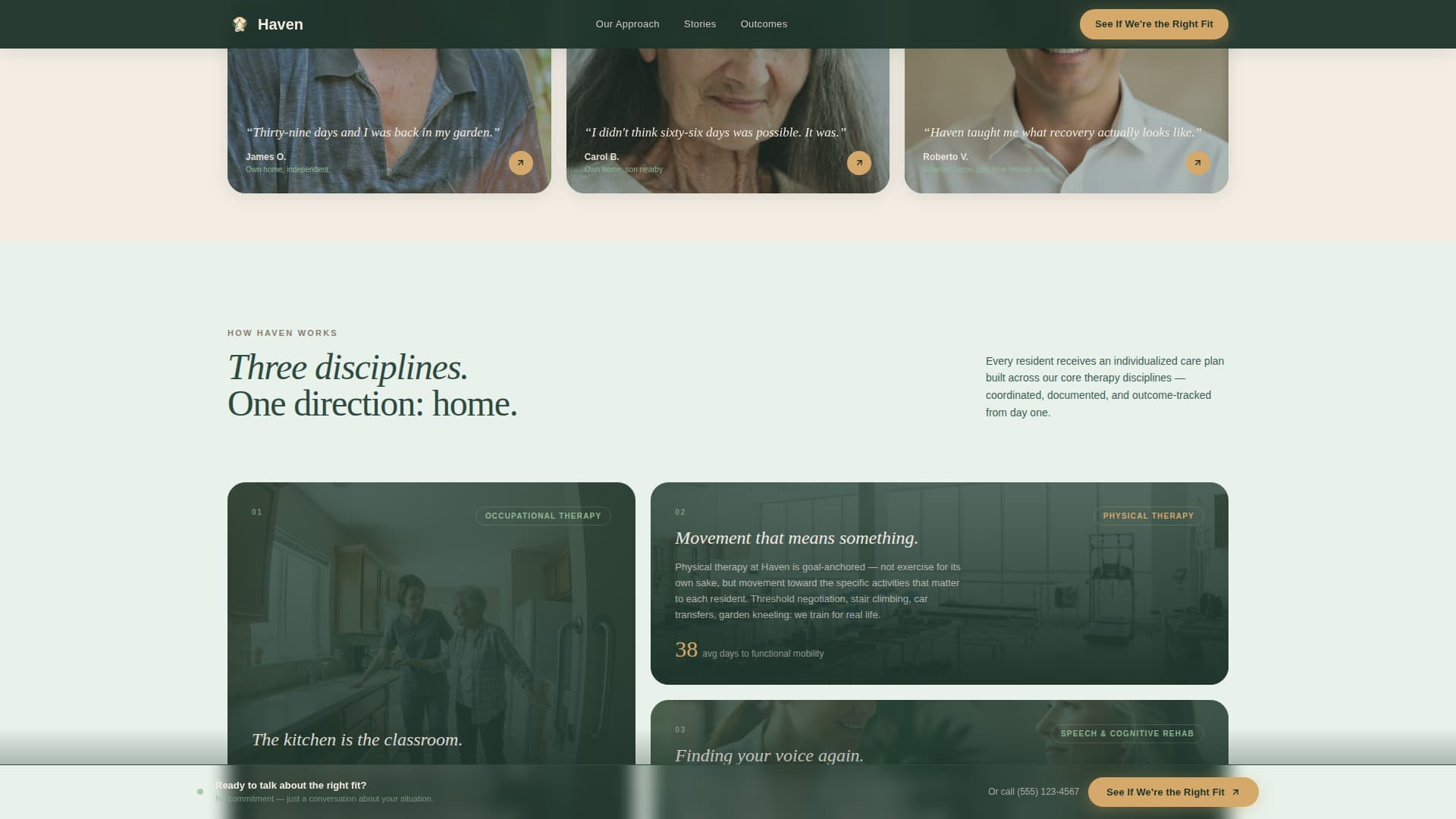 Haven - Restorative Independentliving Landing Page Template