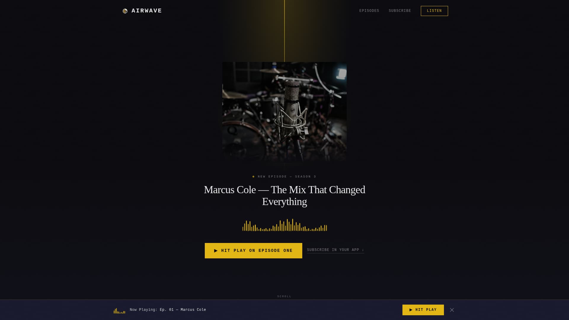 Airwave — Epic Music Podcast Landing Page Template