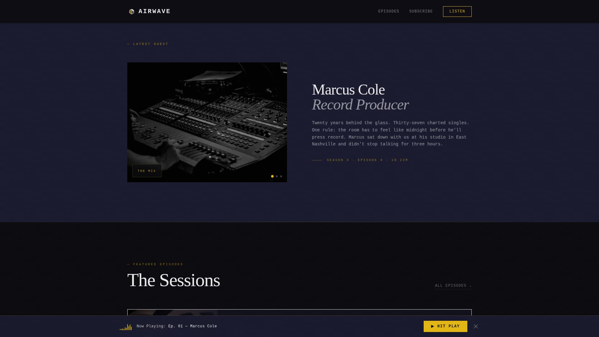 Airwave — Epic Music Podcast Landing Page Template