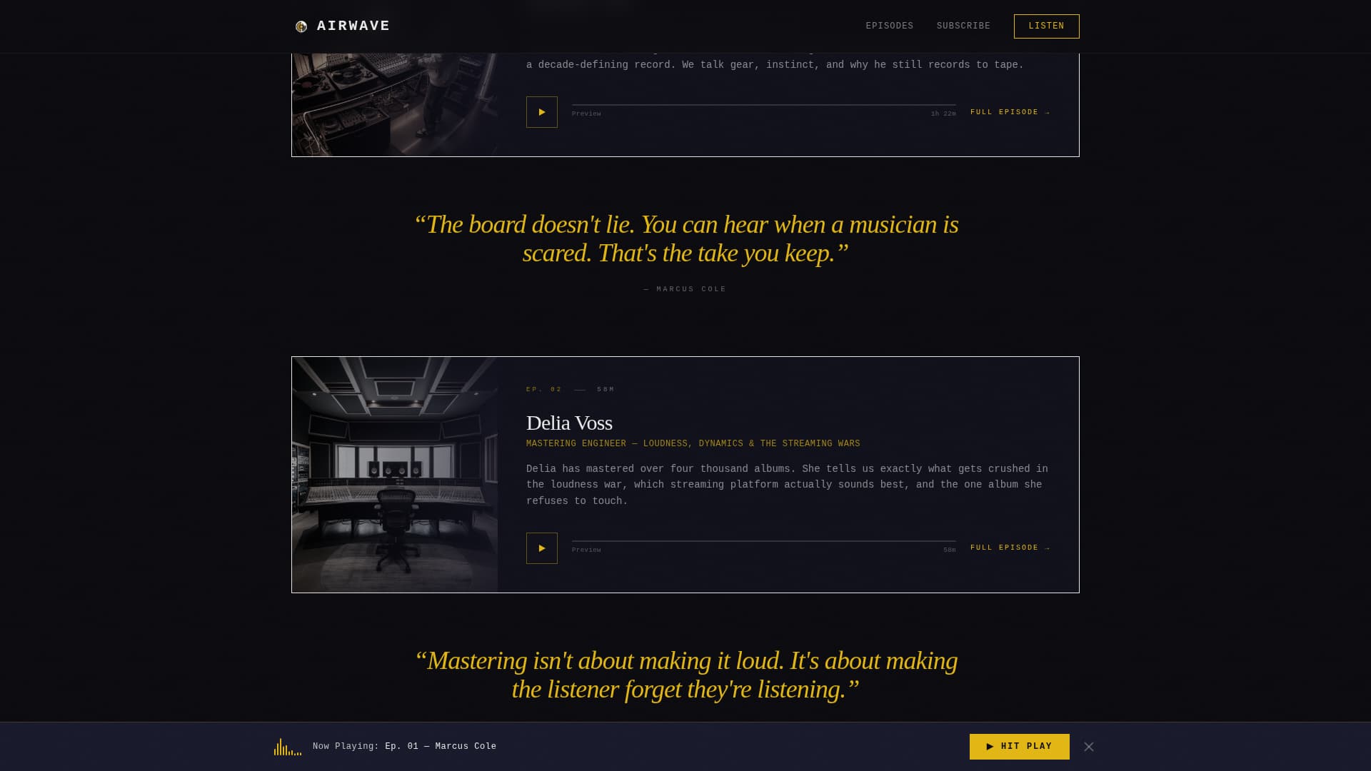 Airwave — Epic Music Podcast Landing Page Template