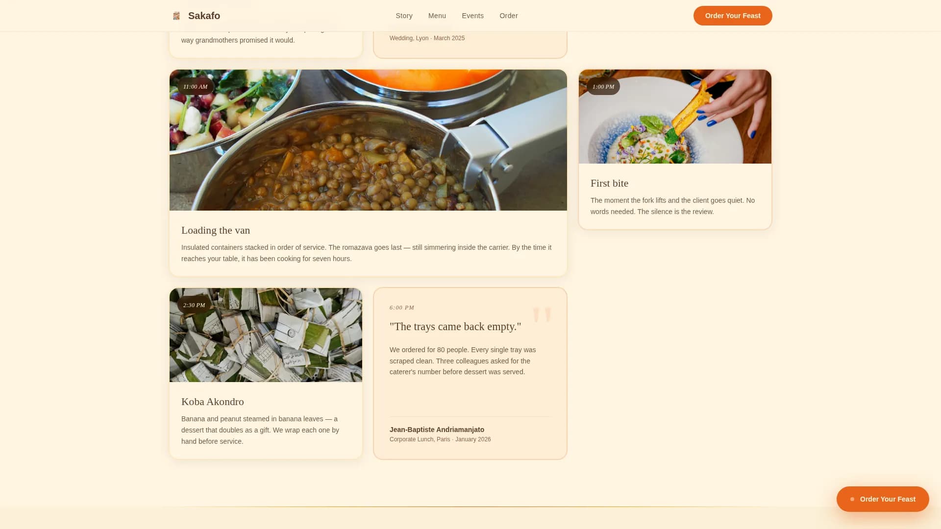 Sakafo - Authentic Malagasy Catering Landing Page Template