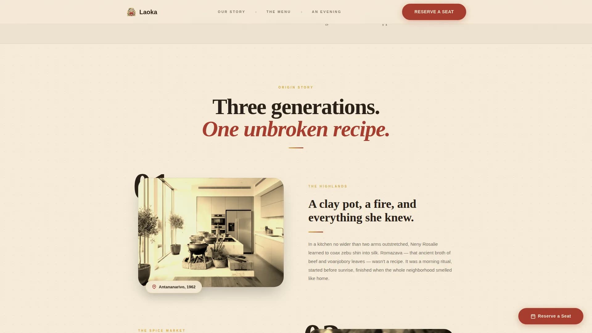 Essence — Warm Malagasy Restaurant Landing Page Template