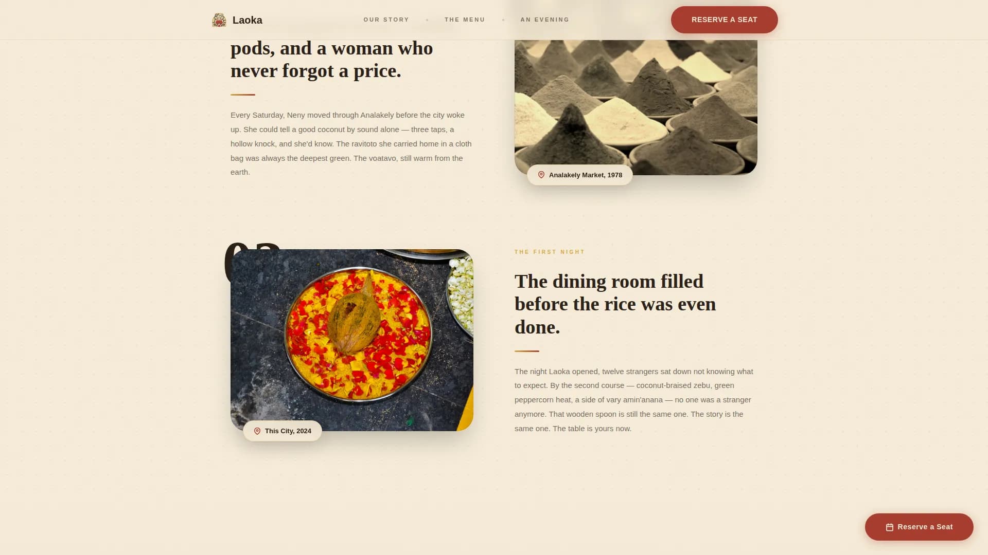 Essence — Warm Malagasy Restaurant Landing Page Template