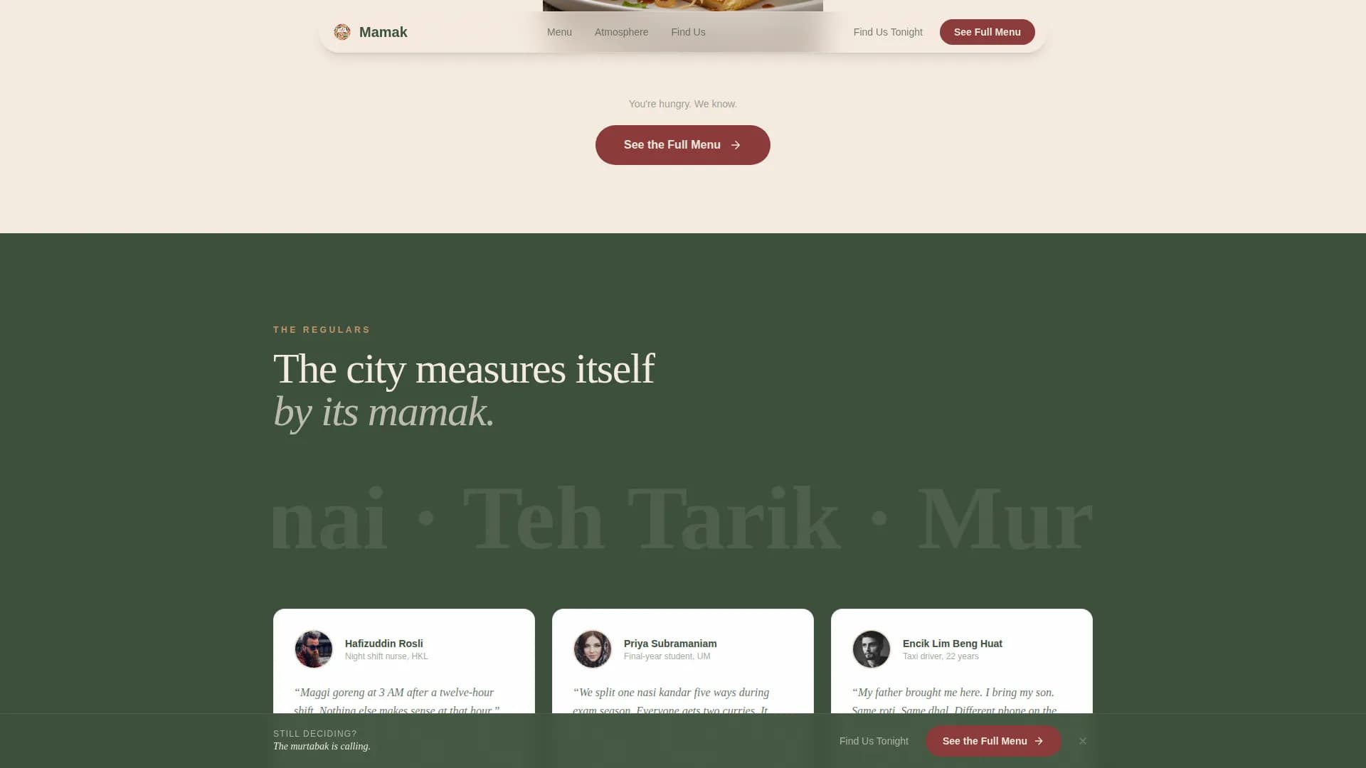 Night — Authentic Malaysian Street Landing Page Template