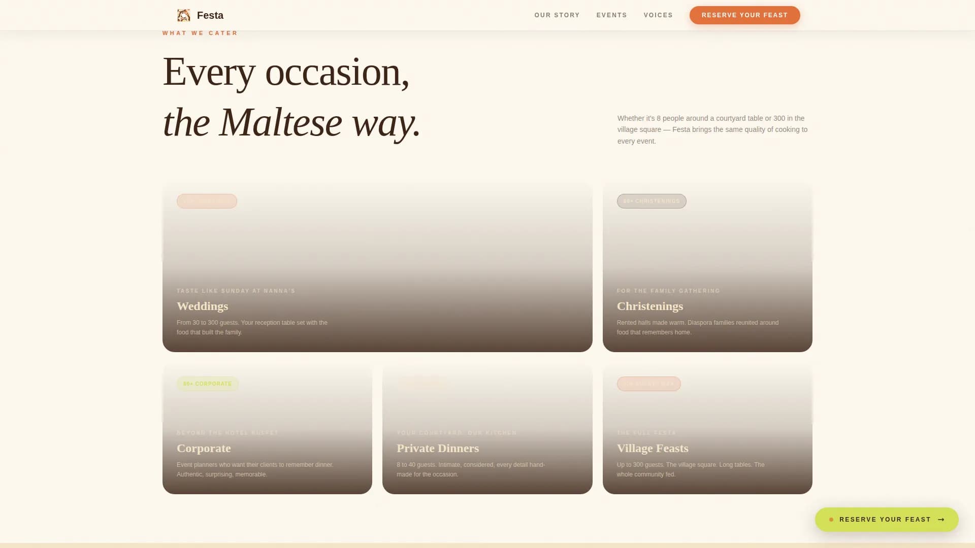 Fiesta — Premium Maltese Catering Landing Page Template