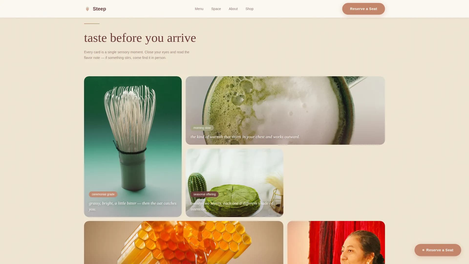 Serene — Pastoral Matcha Bar Landing Page Template