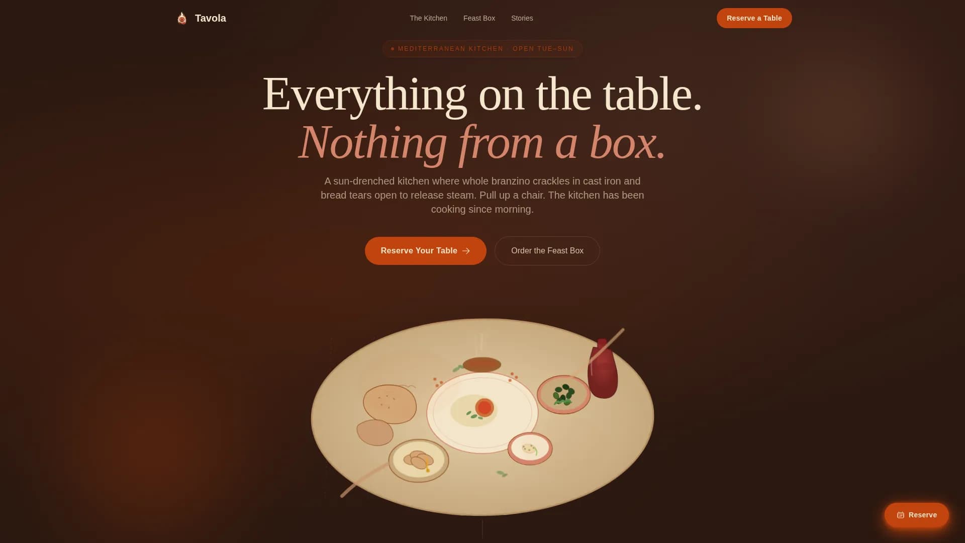 Tavola — Artisan Mediterranean Dining Landing Page Template