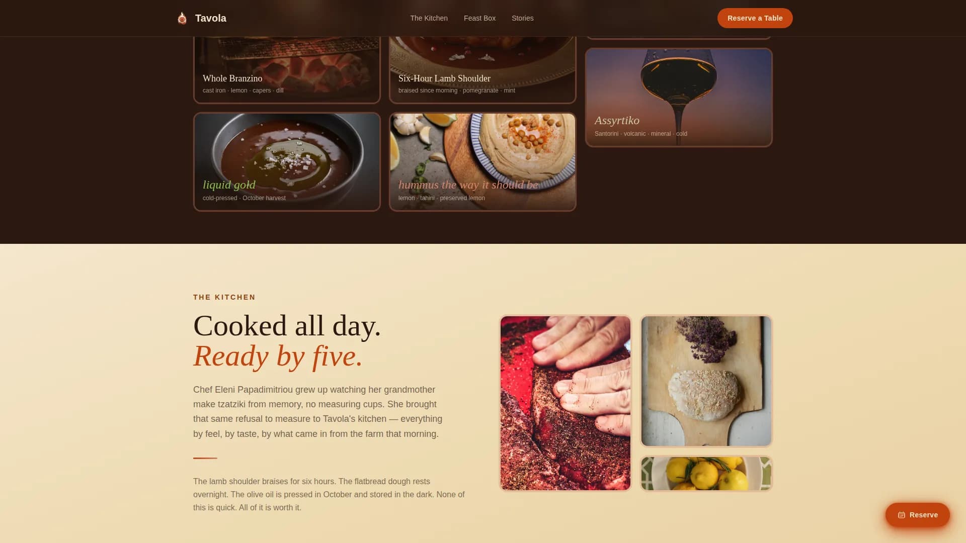 Tavola — Artisan Mediterranean Dining Landing Page Template