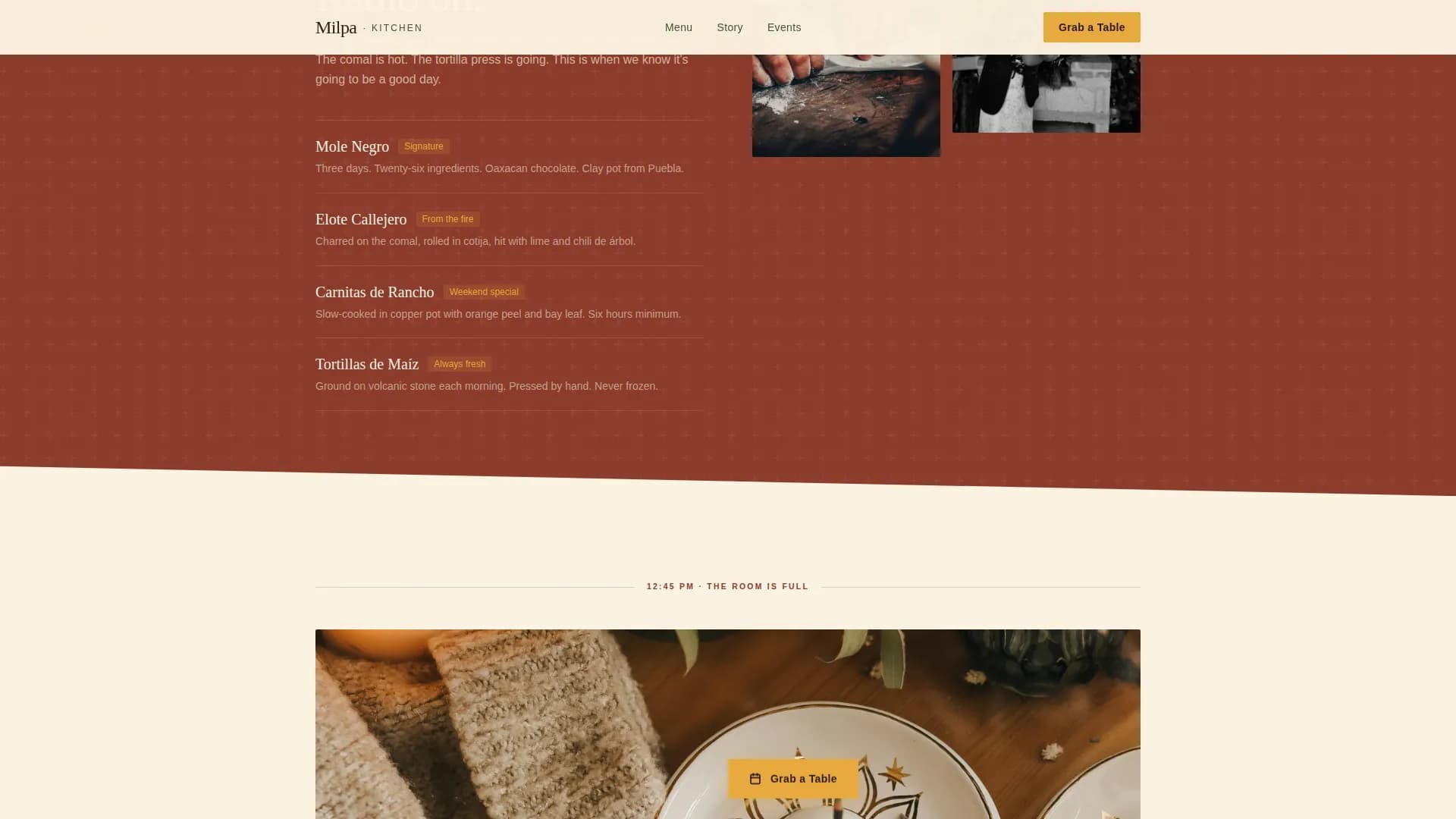 Tierra — Heritage Mexican Dining Landing Page Template