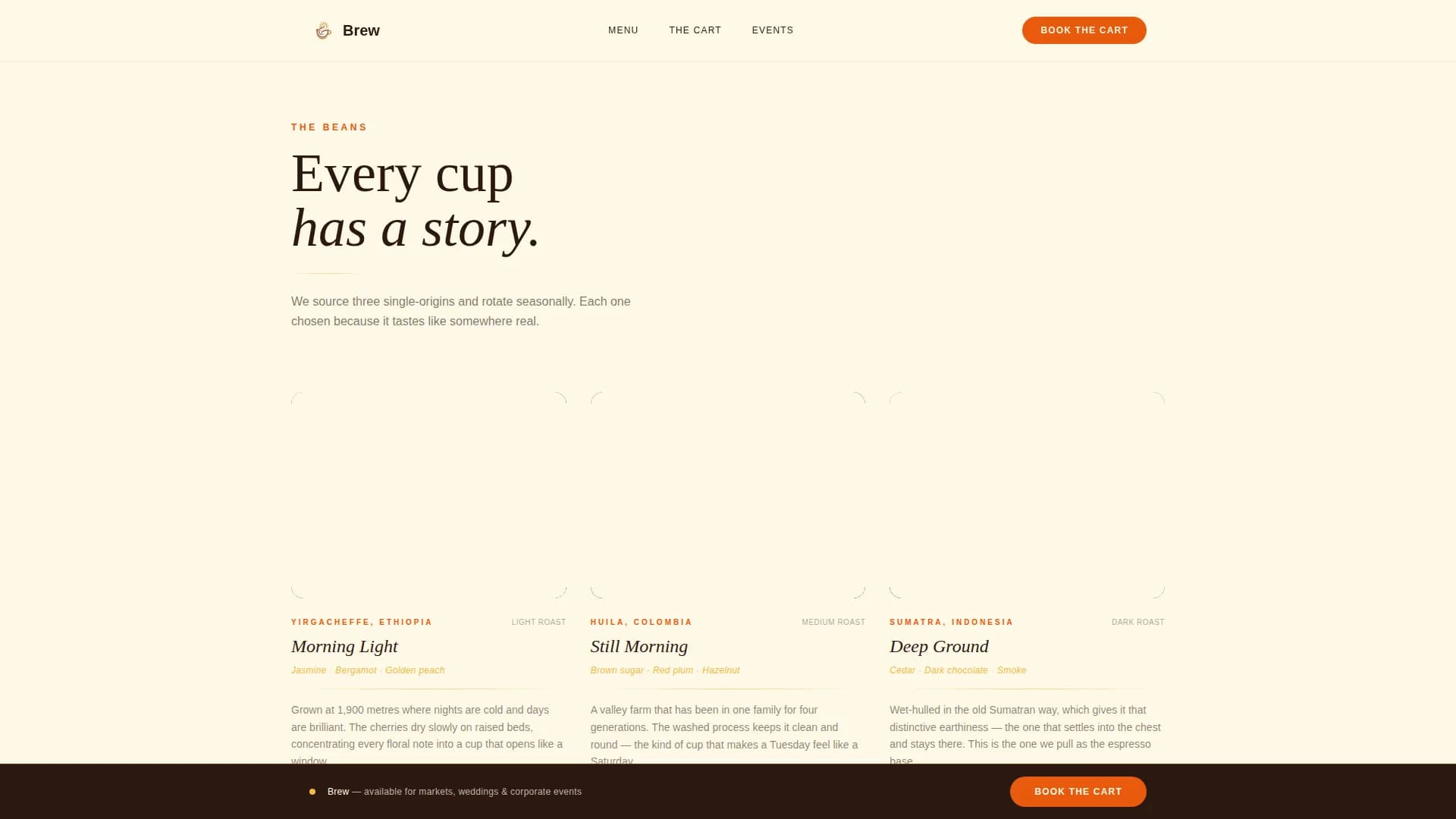 Brew — Mobile Coffee Shop Landing Page Template
