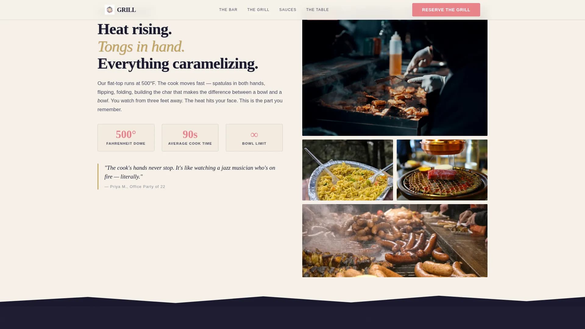 Grill - Sizzling Mongolian BBQ Restaurant Landing Page Template