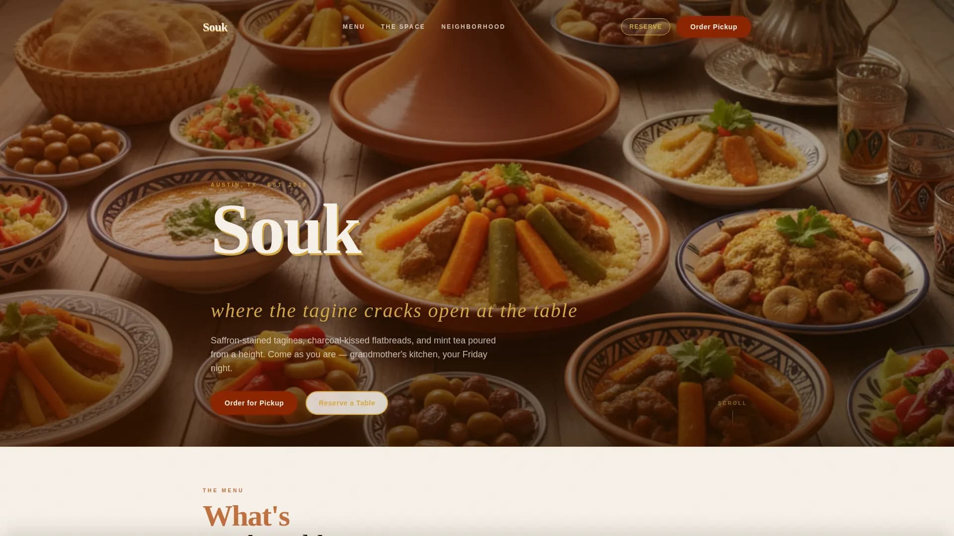 Souk — Moroccan Dining Landing Page Template