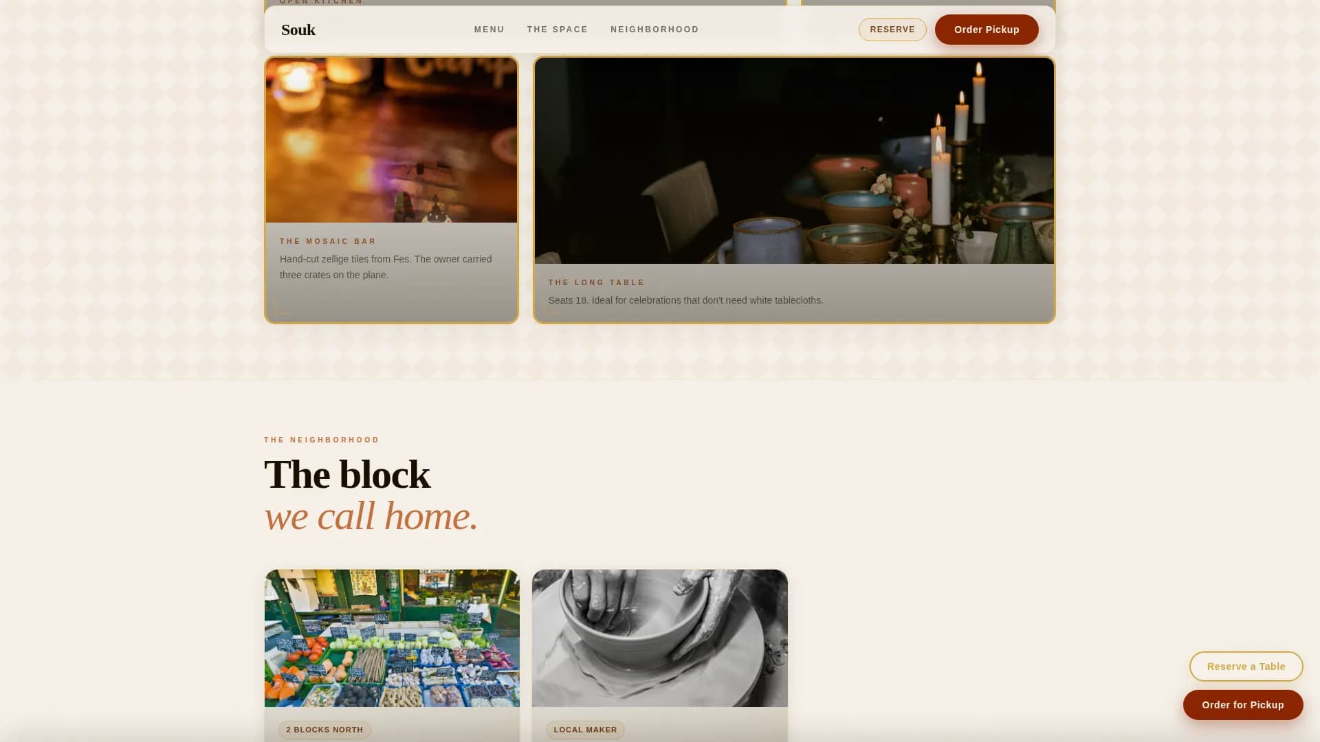 Souk — Moroccan Dining Landing Page Template