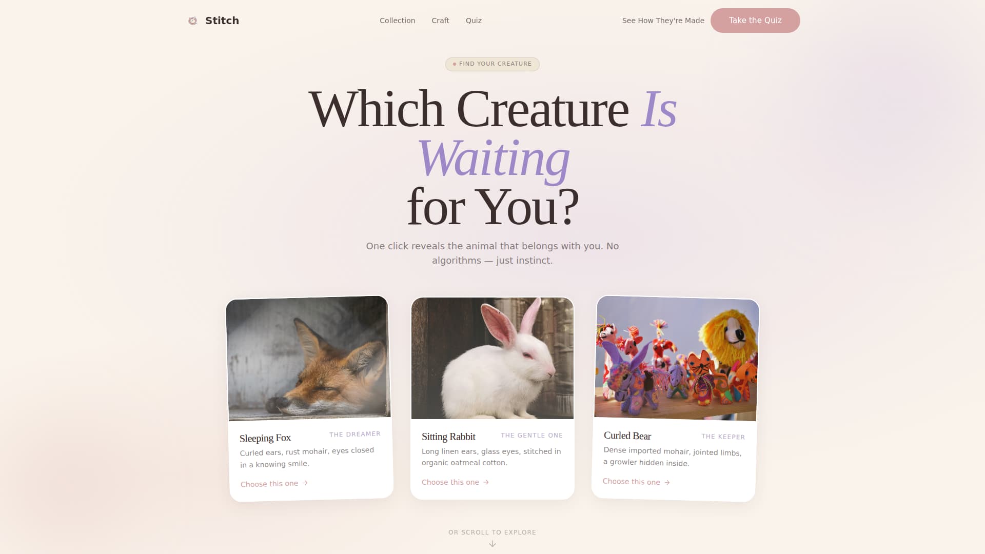 Stitch — Artisan Toy Manufacturing Landing Page Template