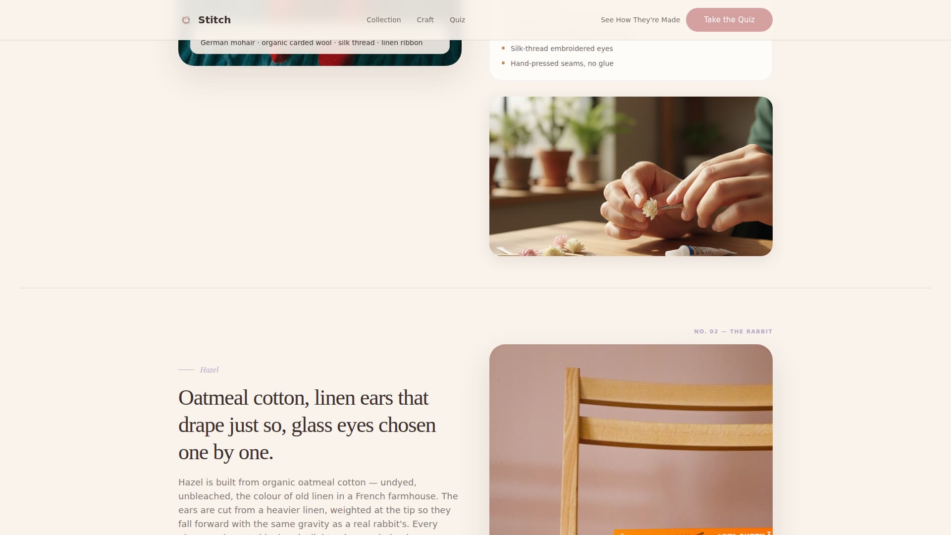 Stitch — Artisan Toy Manufacturing Landing Page Template