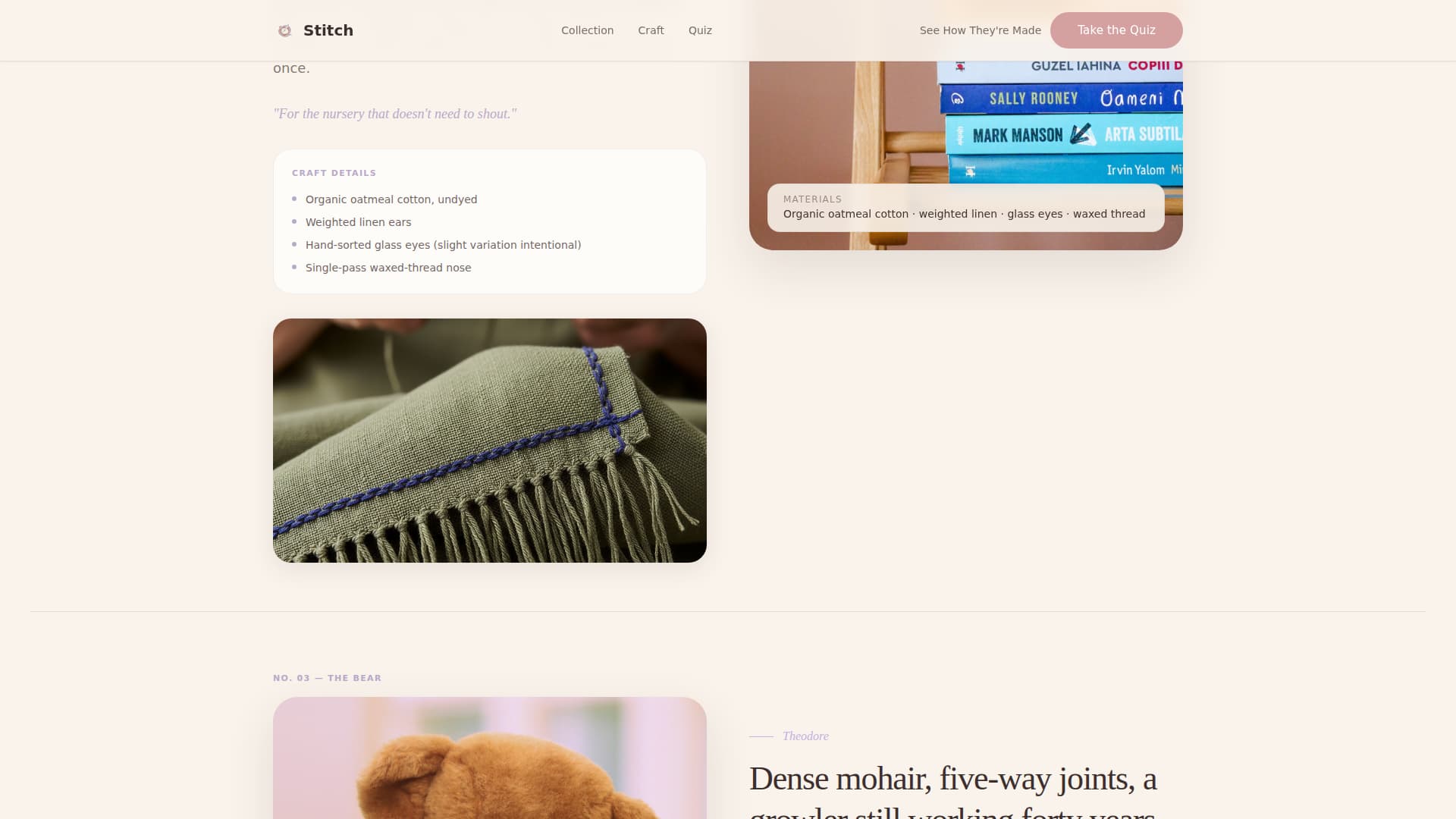 Stitch — Artisan Toy Manufacturing Landing Page Template