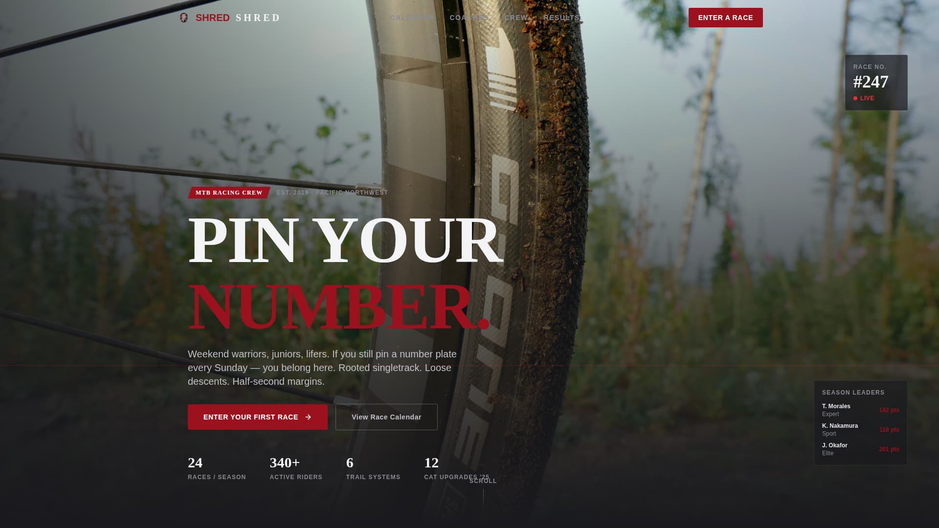 Shred - Competitive Mountain Biking Landing Page Template