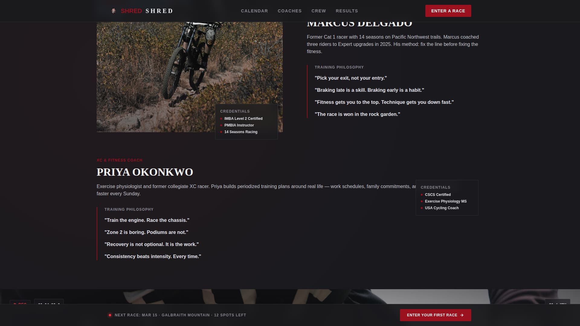 Shred - Competitive Mountain Biking Landing Page Template