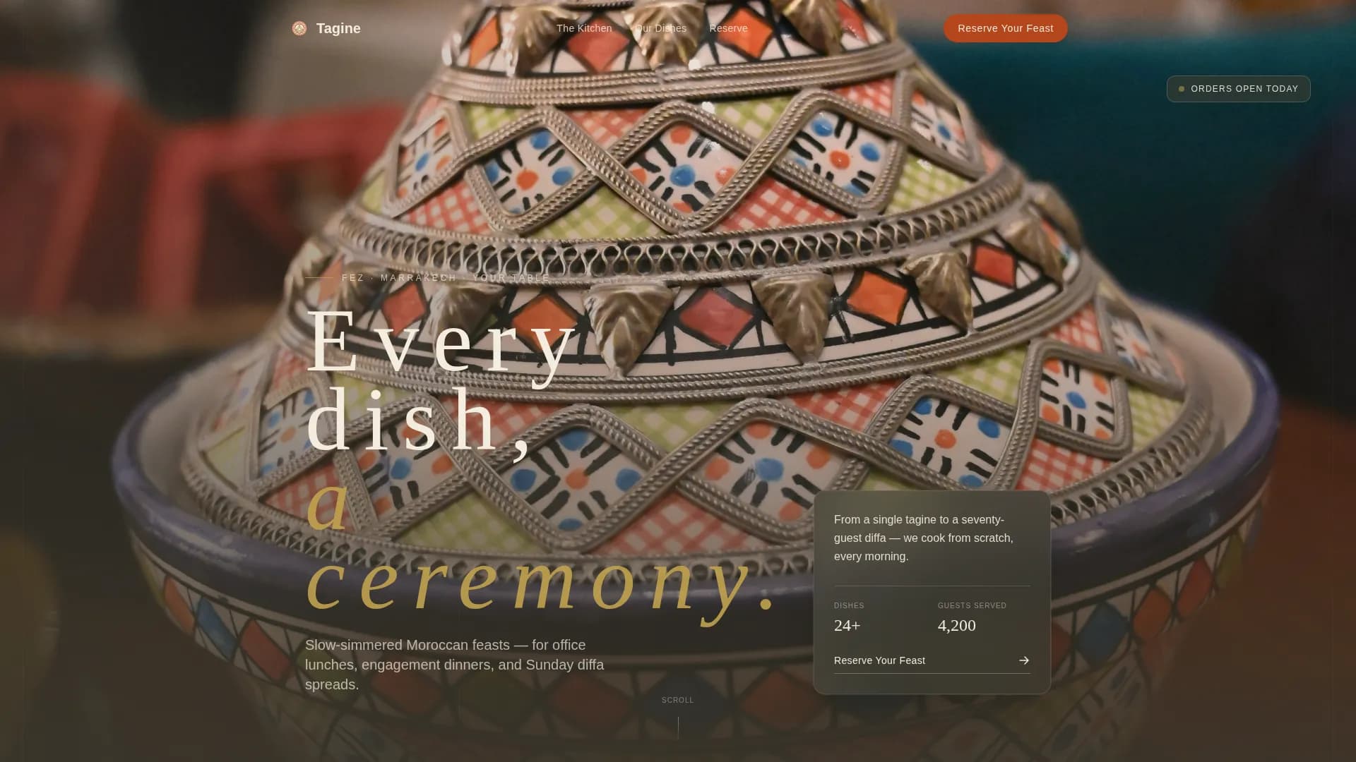 Tagine — Moroccan Feast Booking Landing Page Template